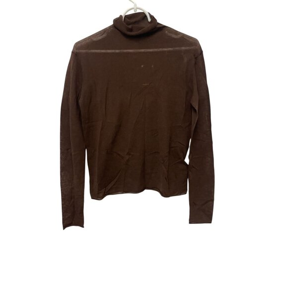 Massimo Dutti Women Top sweater M Brown Turtleneck Lightweight Wool 5734/635 NWT - Picture 1 of 10
